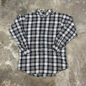 VTG Boston Traders Button-Down Shirt Size LT Black Big & Tall Plaid Flannel